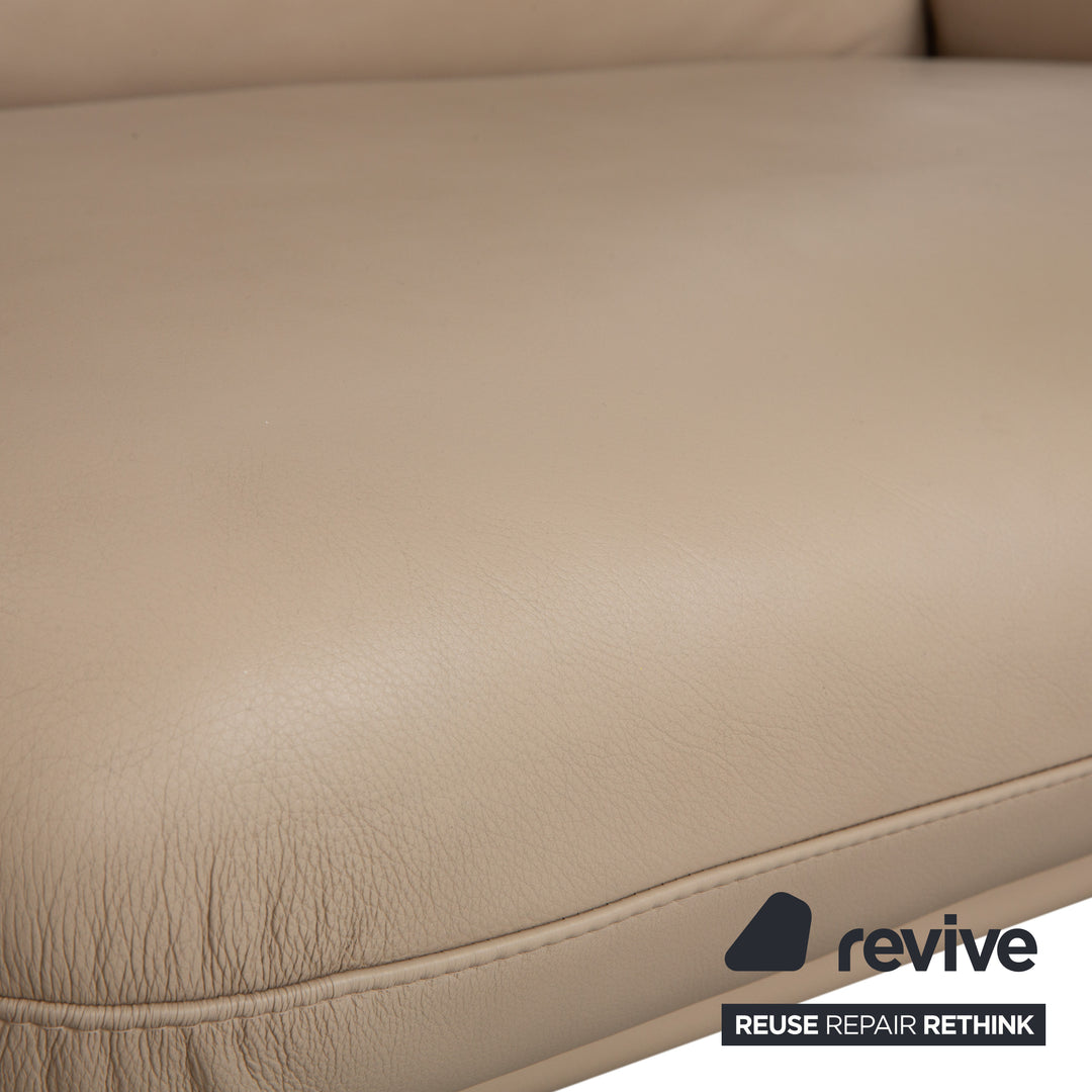 Canapé trois places en cuir Ergoline de Willi Schillig, couleur crème et beige