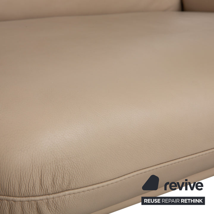 Canapé trois places en cuir Ergoline de Willi Schillig, couleur crème et beige