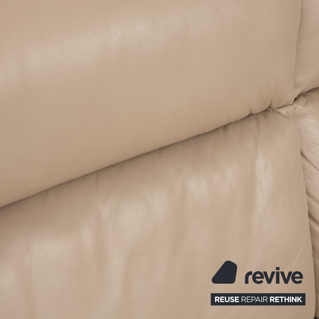 Willi Schillig Ergoline Leder Dreisitzer Creme Beige Sofa Couch