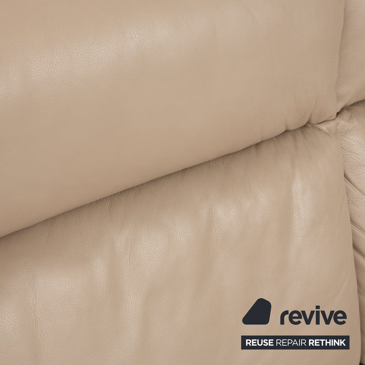 Willi Schillig Ergoline Leder Dreisitzer Creme Beige Sofa Couch