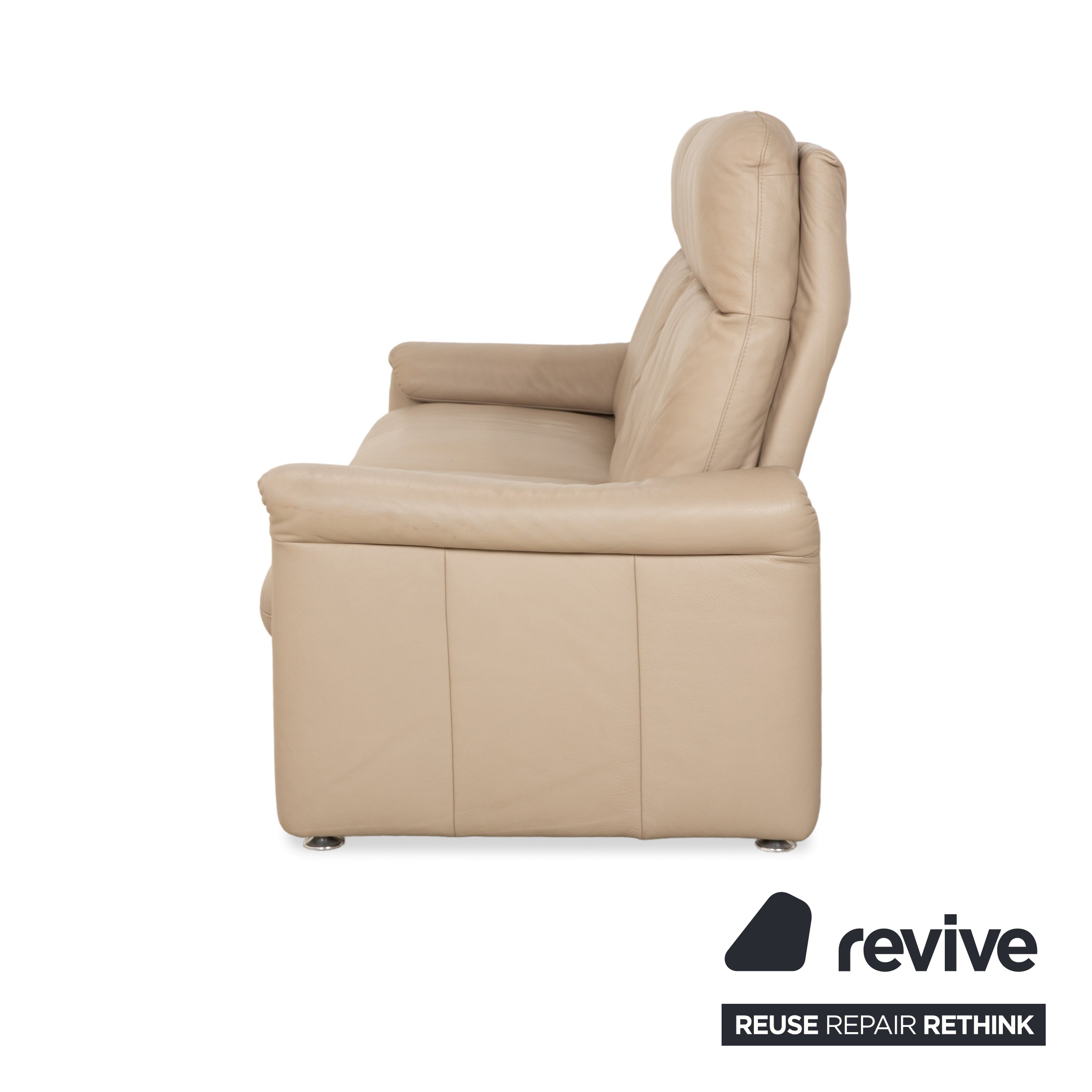 Willi Schillig Ergoline Leder Dreisitzer Creme Beige Sofa Couch