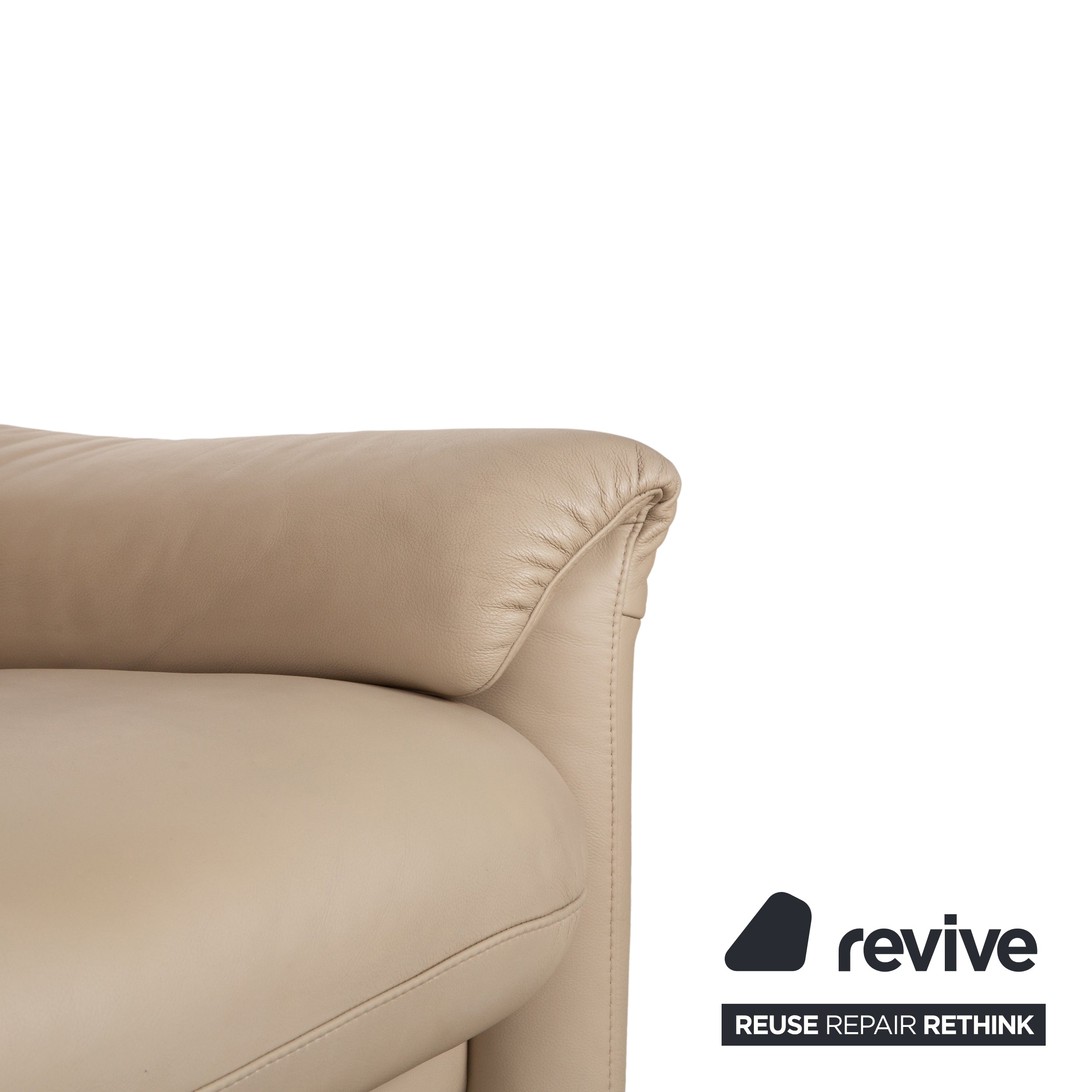 Willi Schillig Ergoline Leder Dreisitzer Creme Beige Sofa Couch