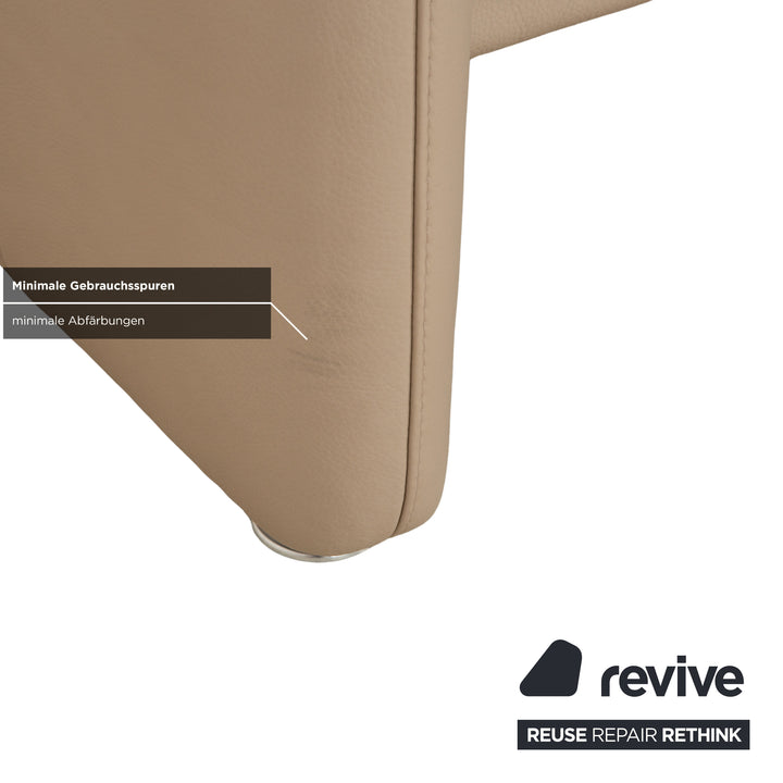 Canapé trois places en cuir Ergoline de Willi Schillig, couleur crème et beige
