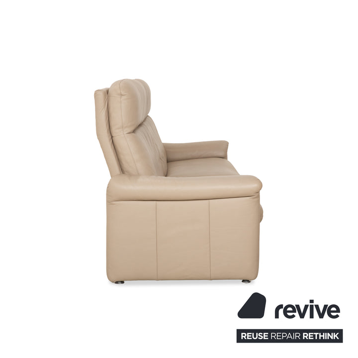 Canapé trois places en cuir Ergoline de Willi Schillig, couleur crème et beige