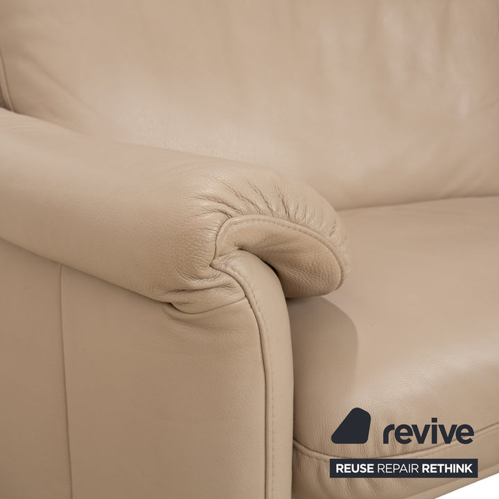 Willi Schillig Ergoline Leder Dreisitzer Creme Beige Sofa Couch