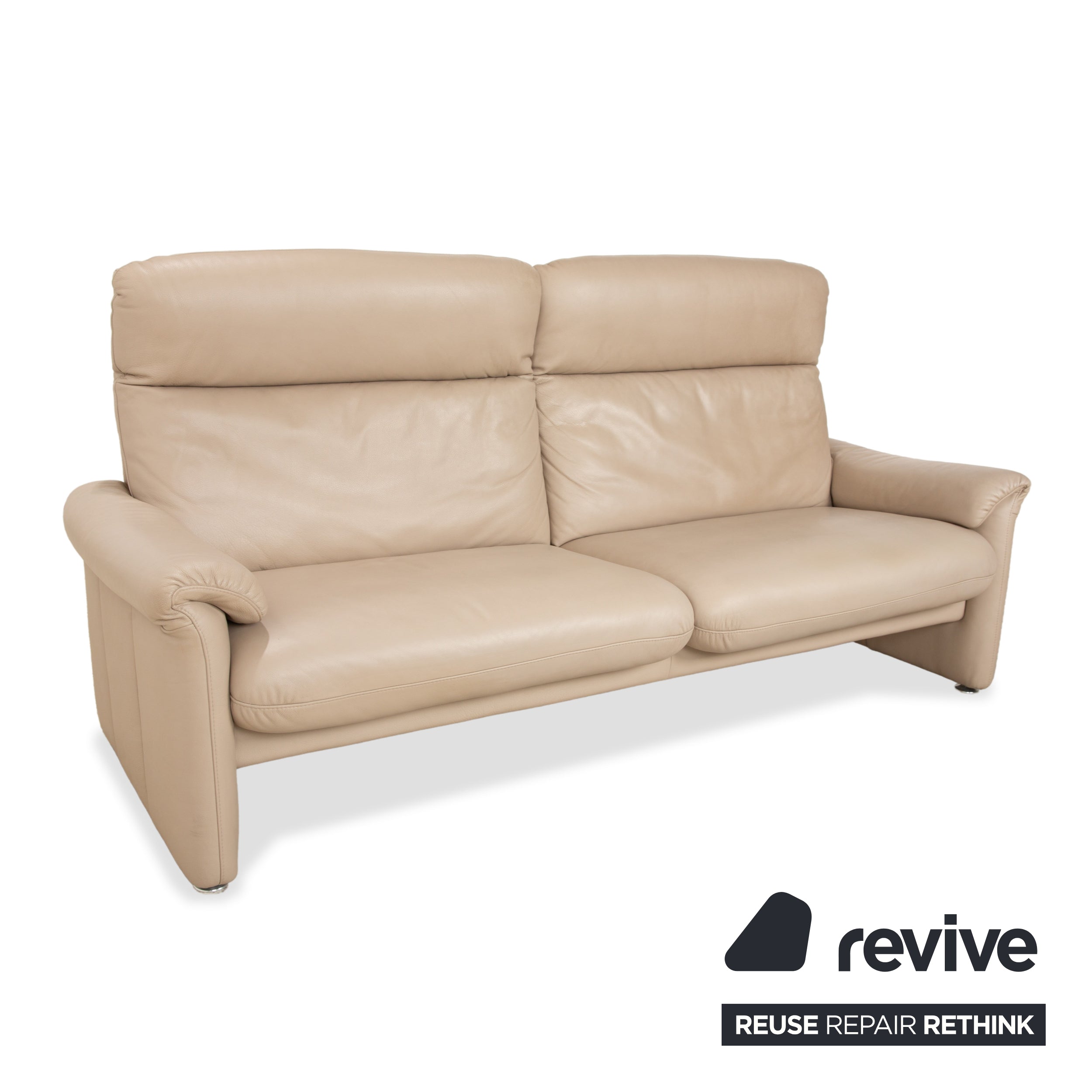 Willi Schillig Ergoline Leder Dreisitzer Creme Beige Sofa Couch