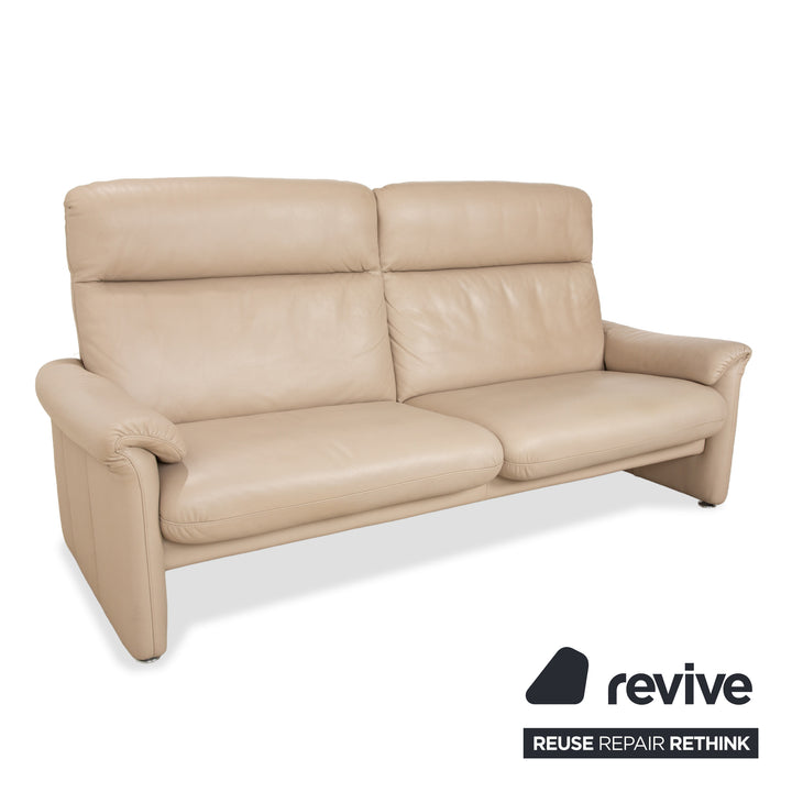 Canapé trois places en cuir Ergoline de Willi Schillig, couleur crème et beige