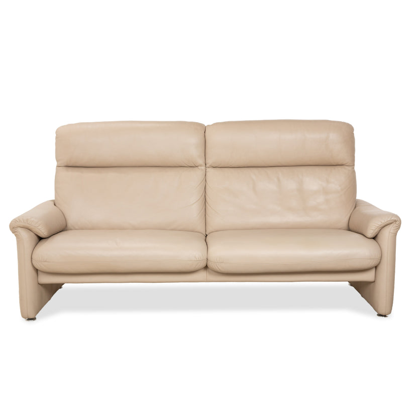 Willi Schillig Ergoline Leder Dreisitzer Creme Beige Sofa Couch