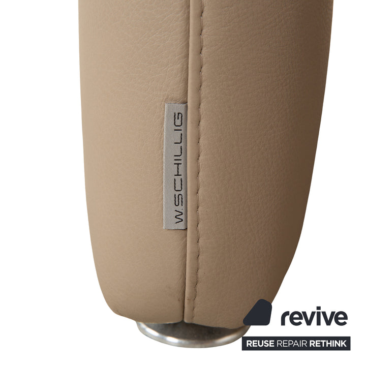 Canapé trois places en cuir Ergoline de Willi Schillig, couleur crème et beige