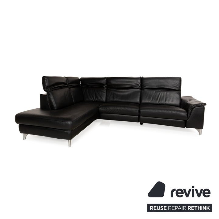 Willi Schillig Ergoline Leather Corner Sofa Black Electric Function Sofa Couch