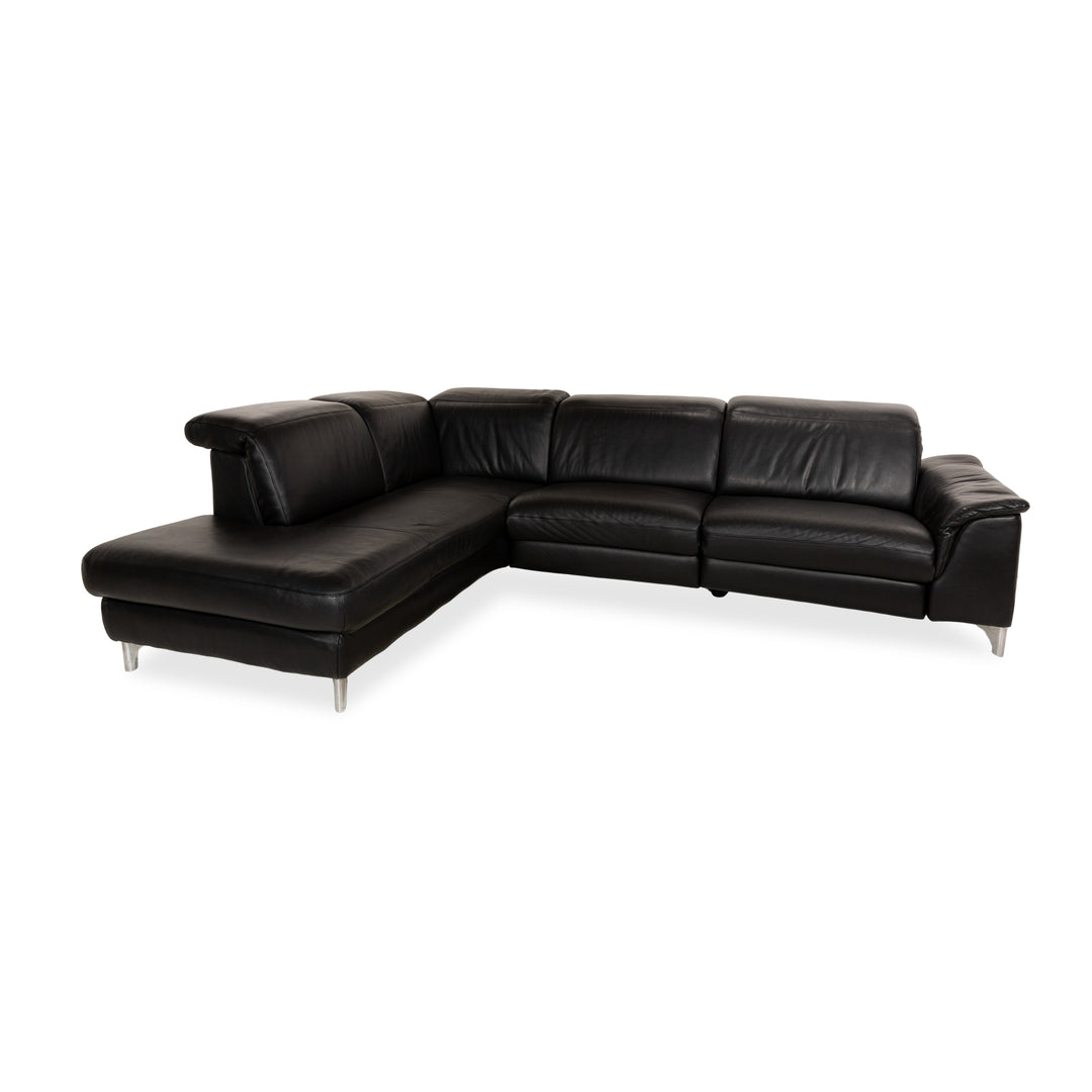 Willi Schillig Ergoline Leather Corner Sofa Black Electric Function Sofa Couch