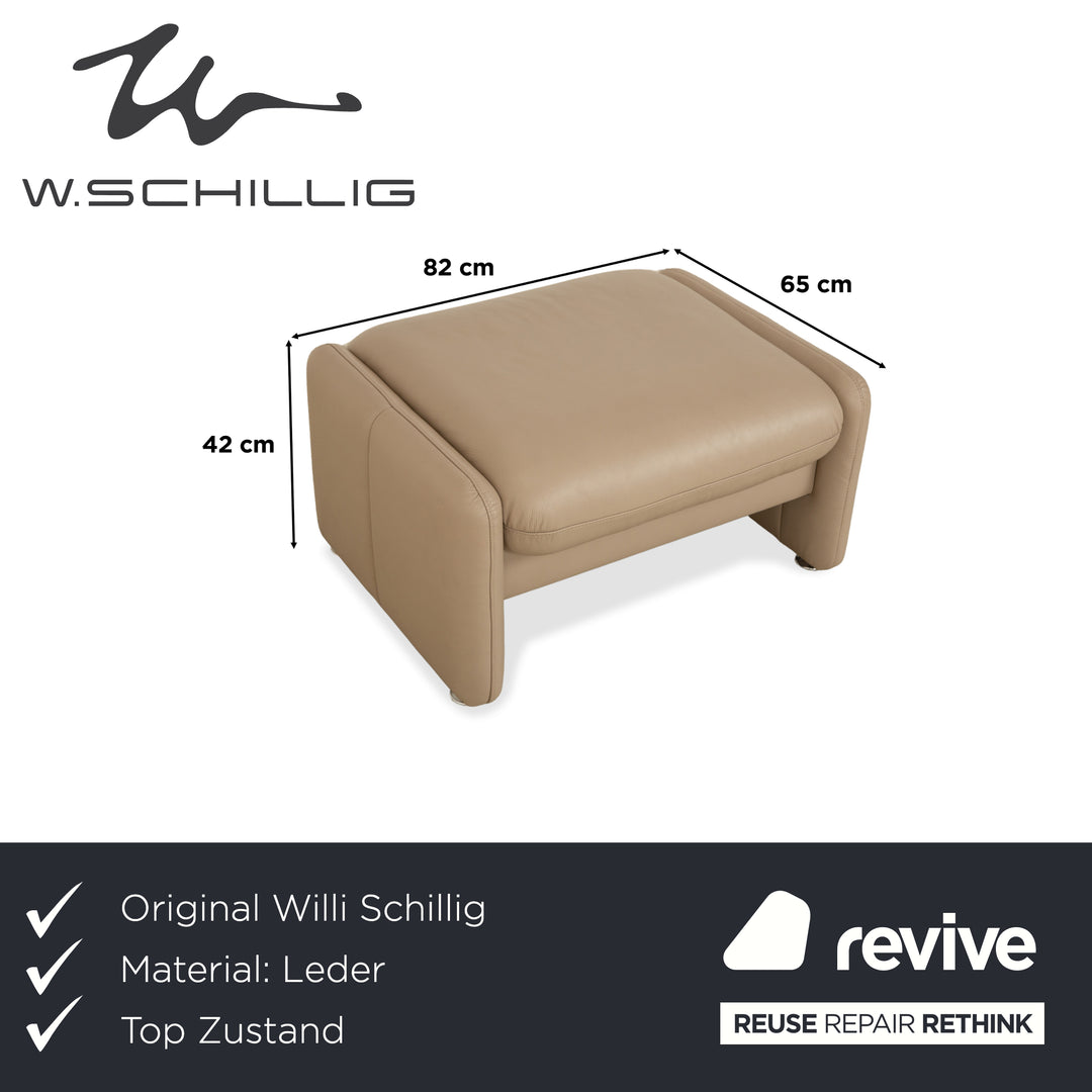 Willi Schillig Ergoline Leather Stool Cream Beige