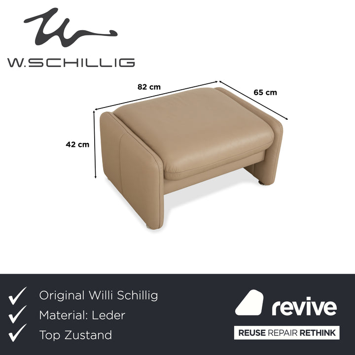 Willi Schillig Ergoline Leather Stool Cream Beige