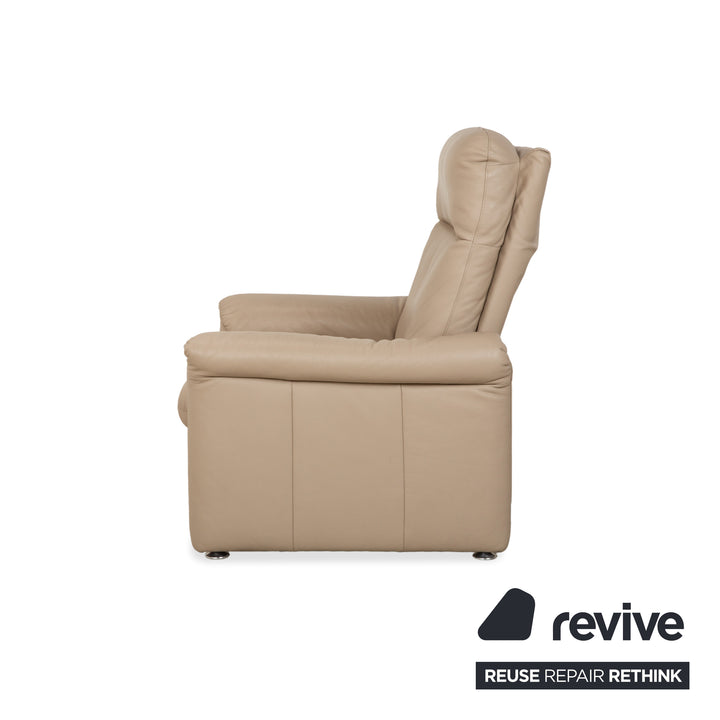 Willi Schillig Fauteuil Ergoline en cuir beige crème fonction manuelle