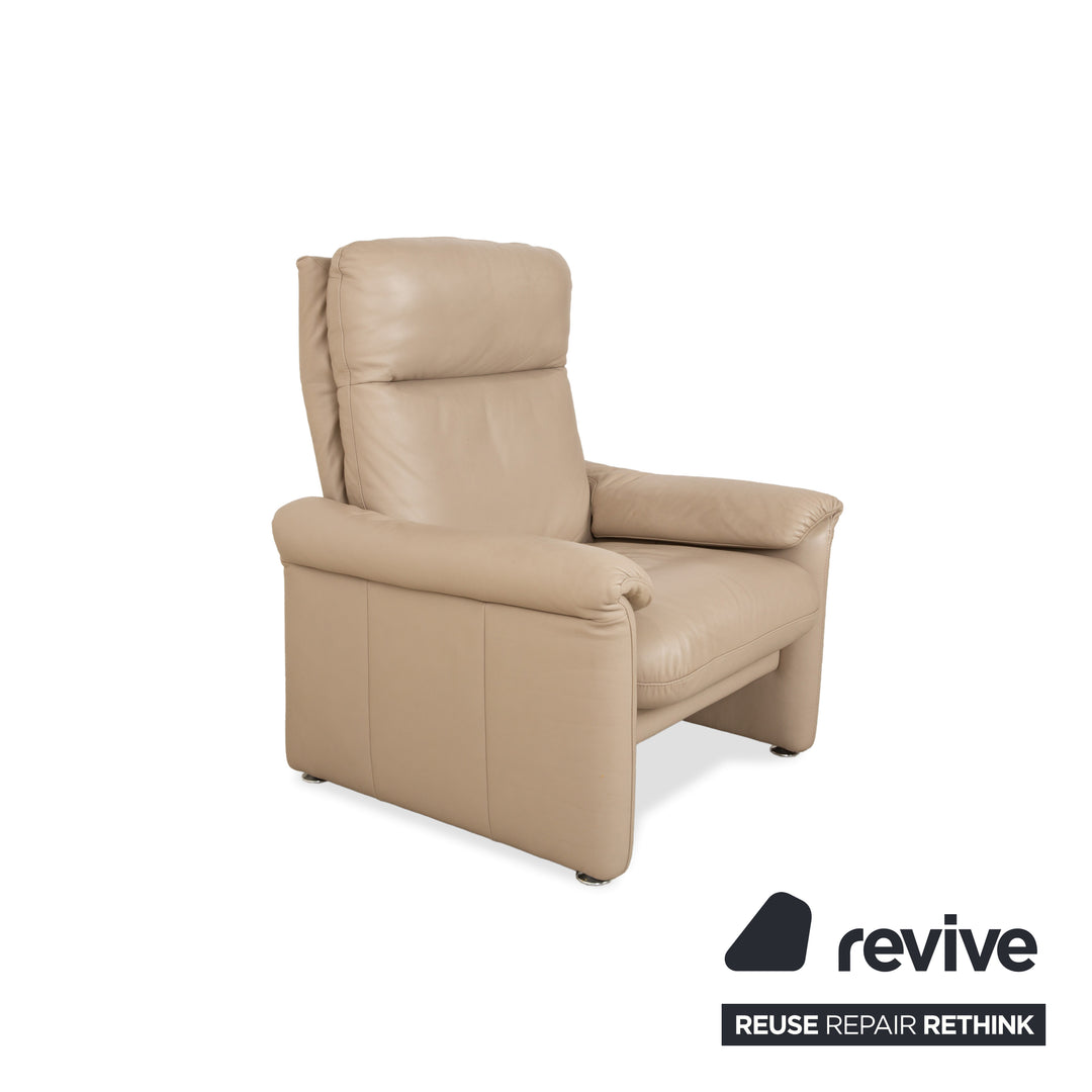 Willi Schillig Fauteuil Ergoline en cuir beige crème fonction manuelle