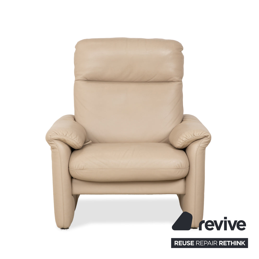 Willi Schillig Fauteuil Ergoline en cuir beige crème fonction manuelle