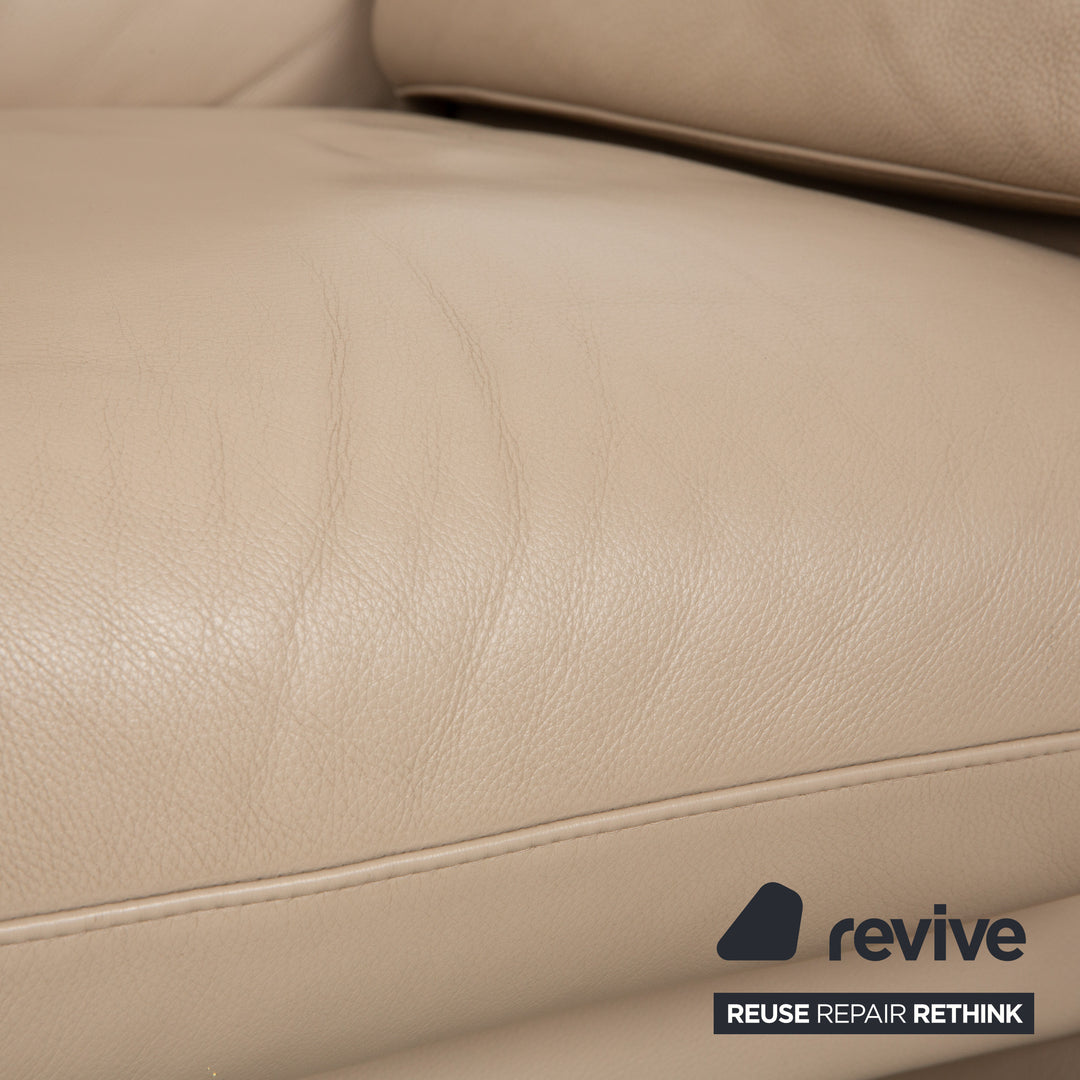 Willi Schillig Ergoline Leder Sessel inkl. Hocker Creme Beige Sofa Couch manuelle Funktion