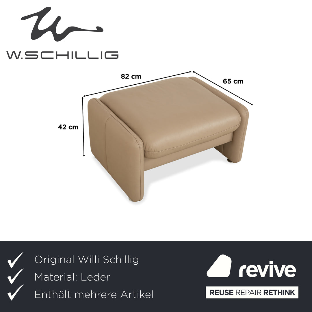 Willi Schillig Ergoline leather armchair including stool cream beige sofa couch manual function