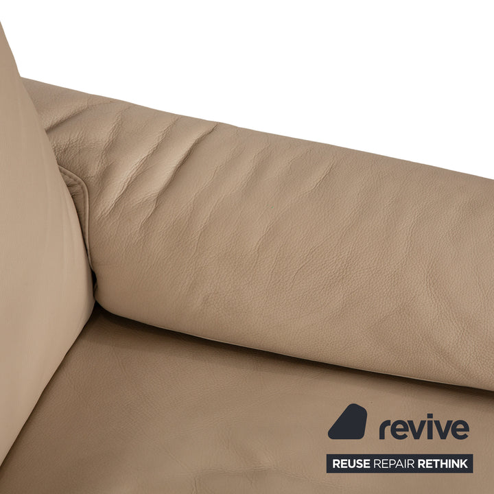 Willi Schillig Ergoline leather armchair including stool cream beige sofa couch manual function