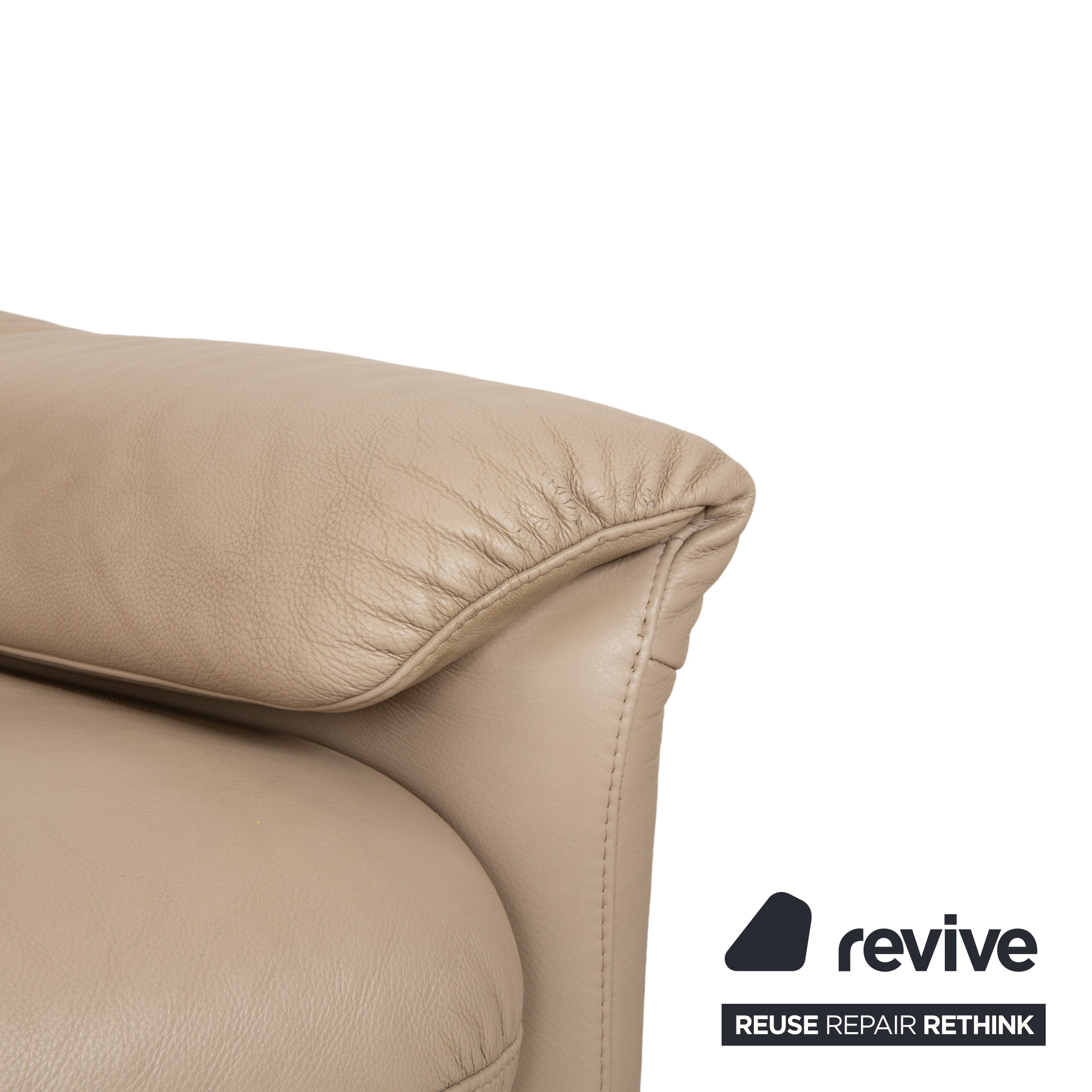 Willi Schillig Ergoline Leder Sessel inkl. Hocker Creme Beige Sofa Couch manuelle Funktion