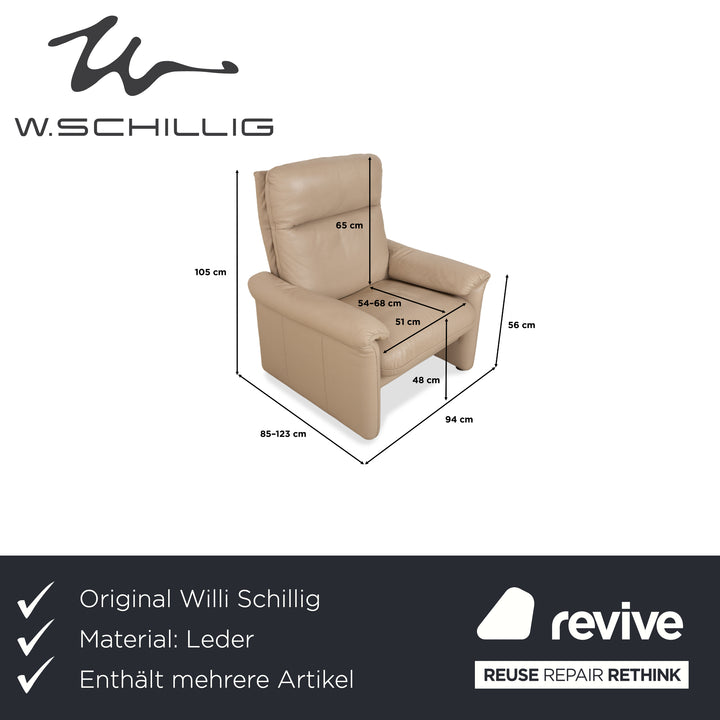 Willi Schillig Ergoline Leder Sessel inkl. Hocker Creme Beige Sofa Couch manuelle Funktion