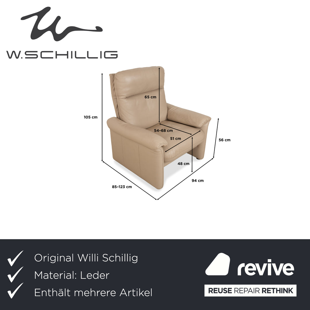 Willi Schillig Ergoline leather armchair including stool cream beige sofa couch manual function