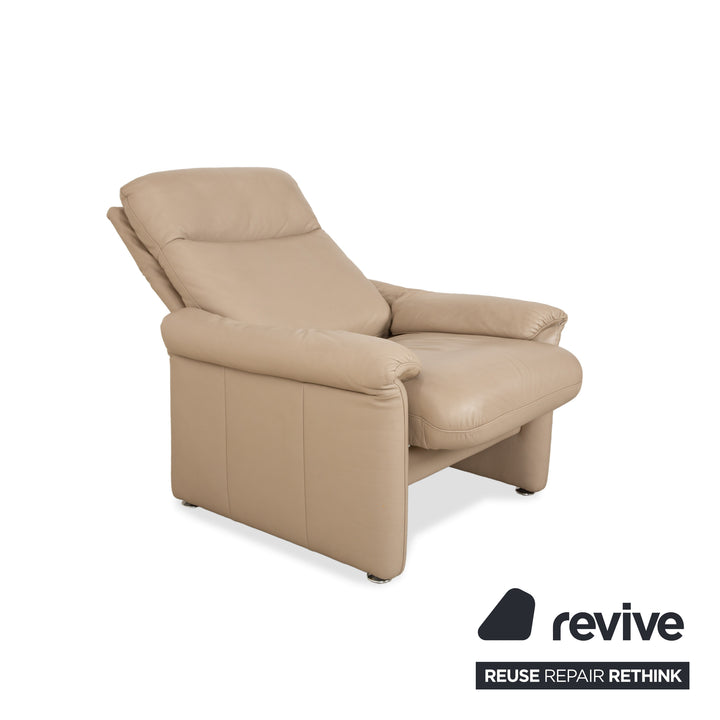 Willi Schillig Ergoline leather armchair including stool cream beige sofa couch manual function