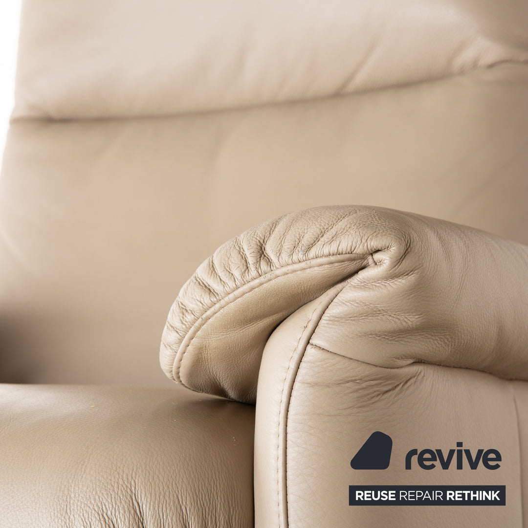 Willi Schillig Ergoline leather armchair including stool cream beige sofa couch manual function