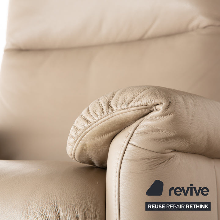 Willi Schillig Ergoline leather armchair including stool cream beige sofa couch manual function