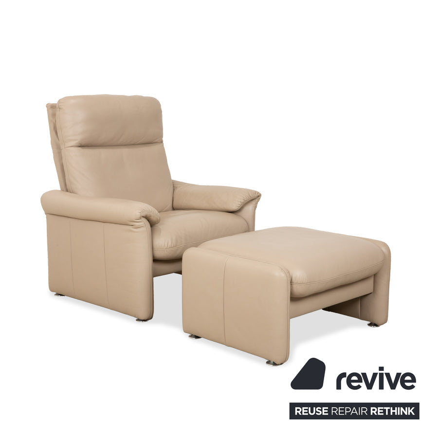 Willi Schillig Ergoline Leder Sessel inkl. Hocker Creme Beige Sofa Couch manuelle Funktion