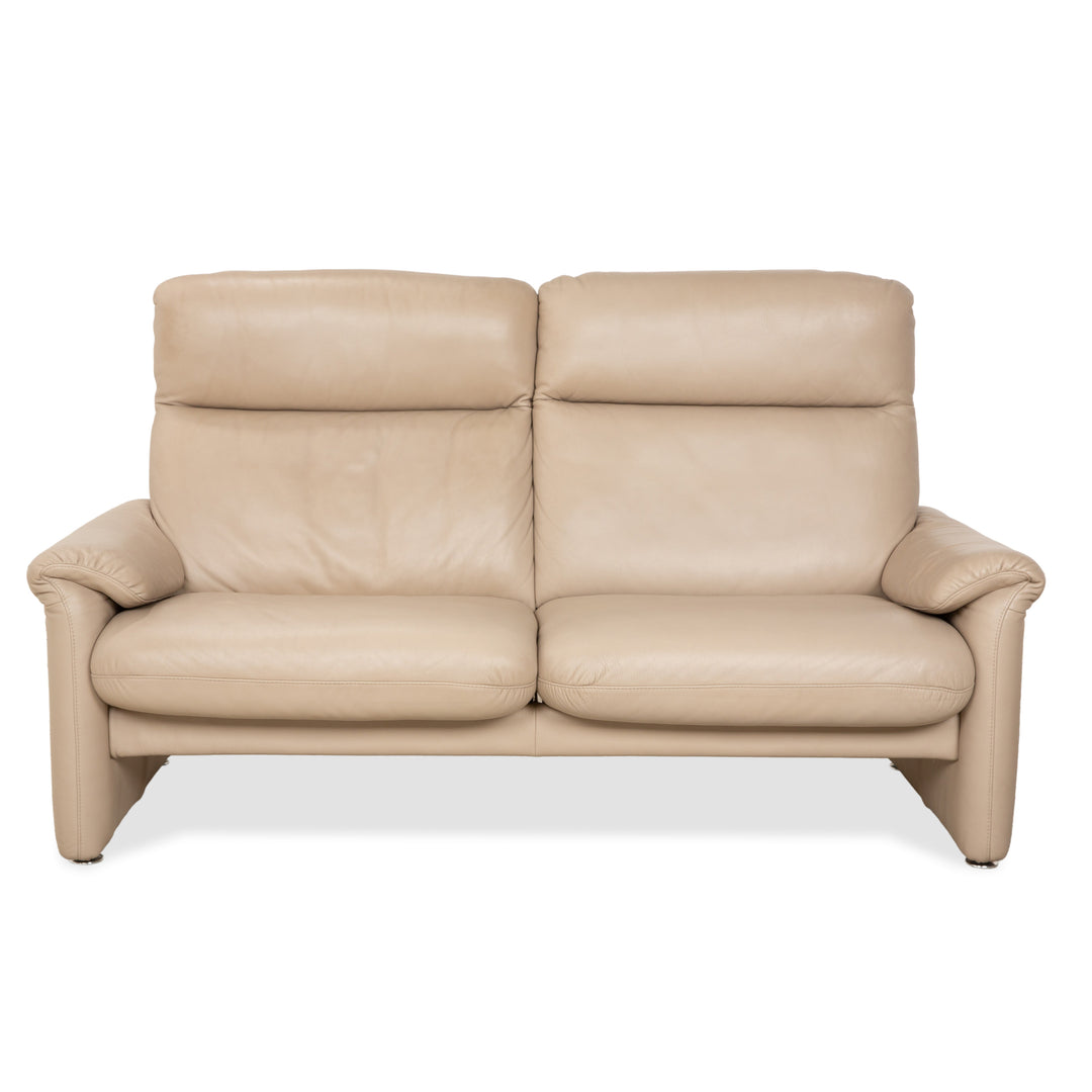 Willi Schillig Ergoline Leather Two-Seater Cream Beige Sofa Couch manual function