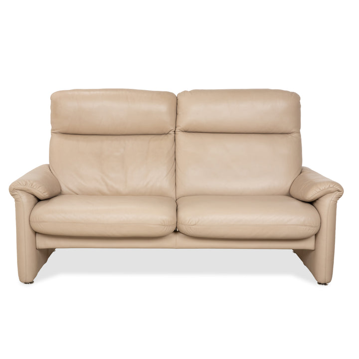 Willi Schillig Ergoline Leather Two-Seater Cream Beige Sofa Couch manual function