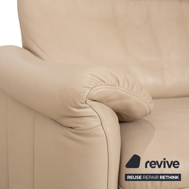 Willi Schillig Ergoline Leder Zweisitzer Creme Beige Sofa Couch manuelle Funktion