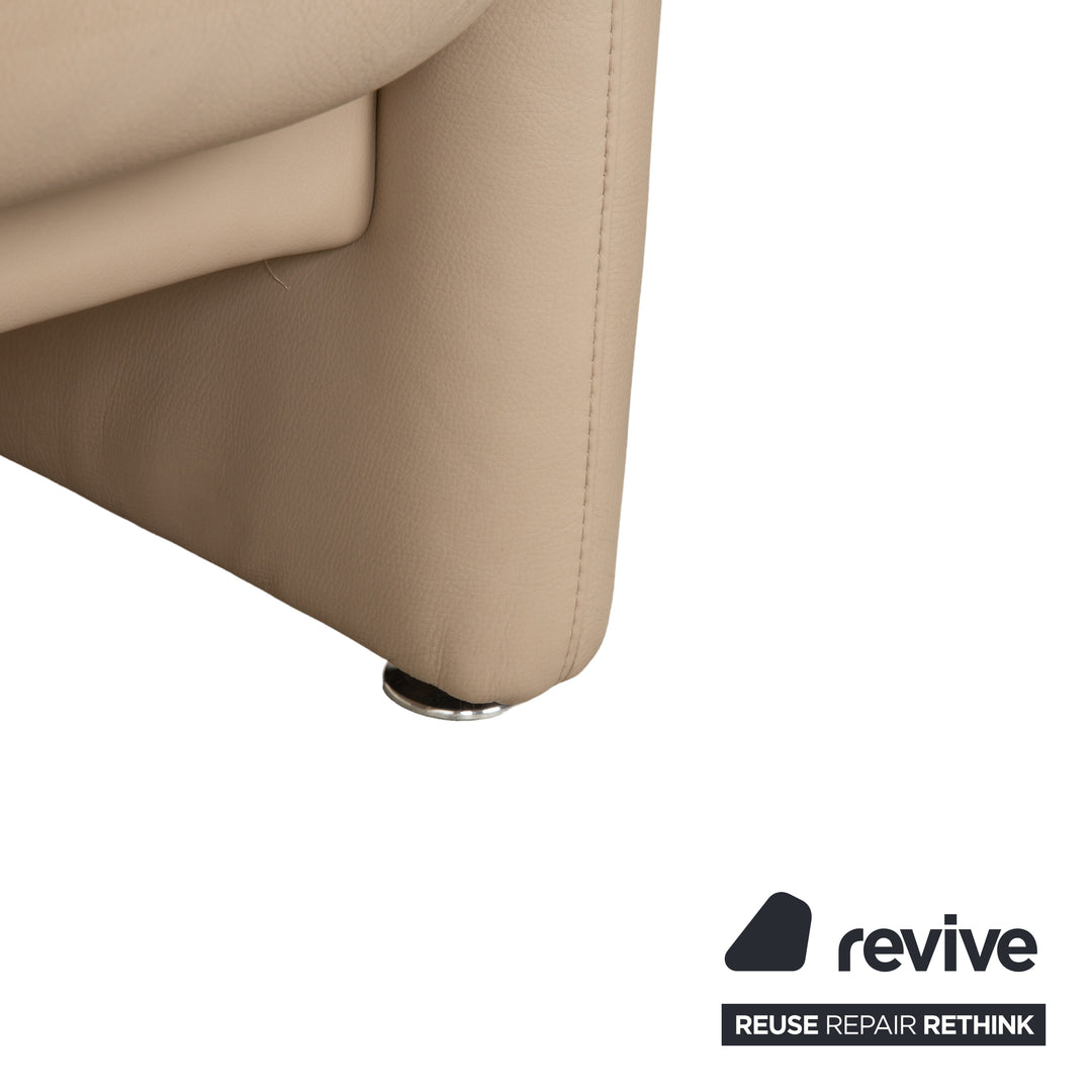 Willi Schillig Ergoline Leather Two-Seater Cream Beige Sofa Couch manual function