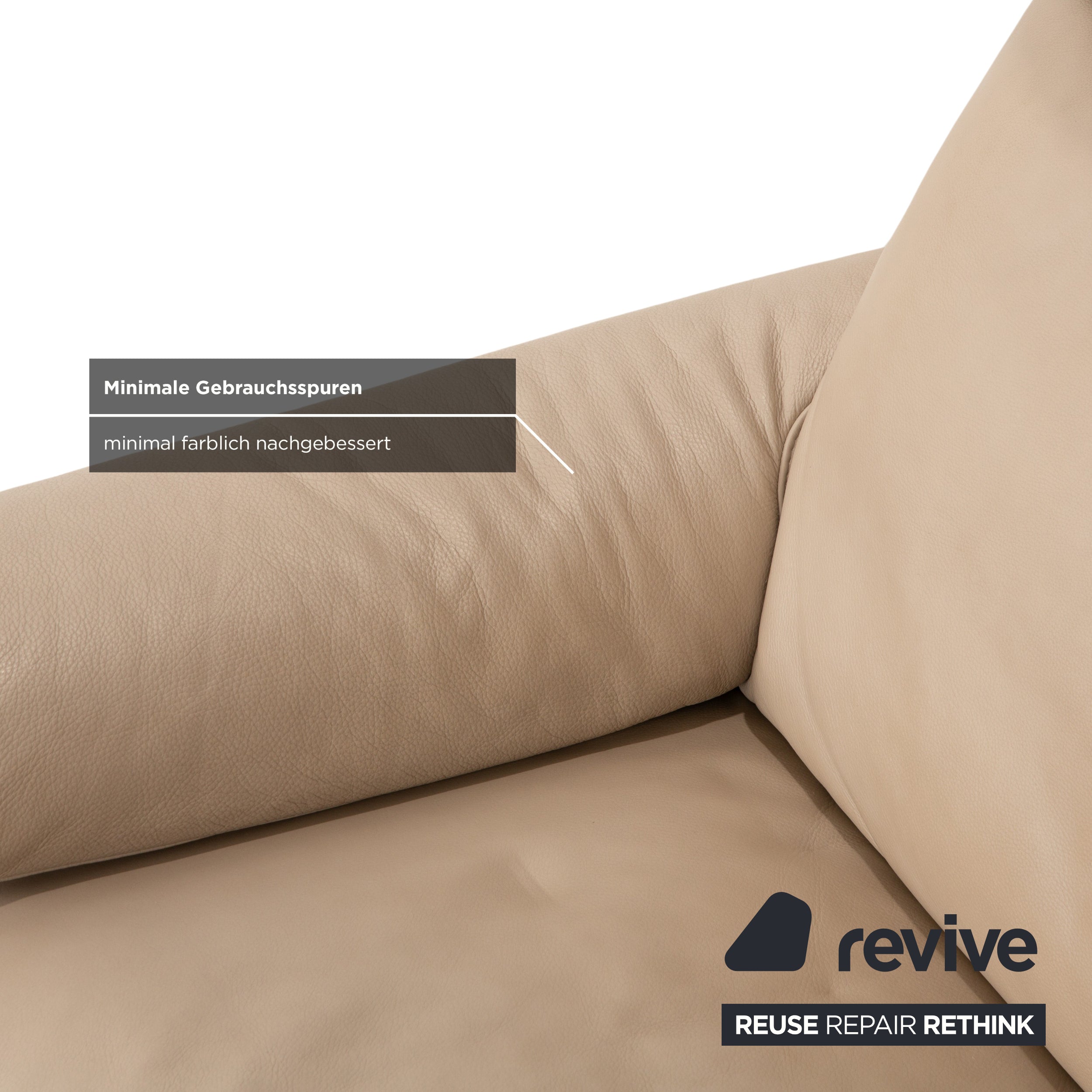 Willi Schillig Ergoline Leder Zweisitzer Creme Beige Sofa Couch manuelle Funktion