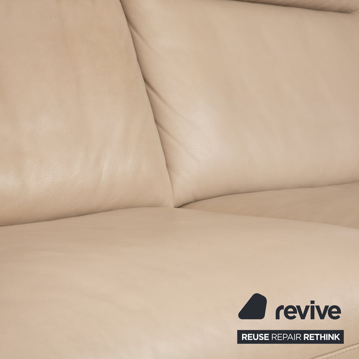 Willi Schillig Ergoline Leder Zweisitzer Creme Beige Sofa Couch manuelle Funktion