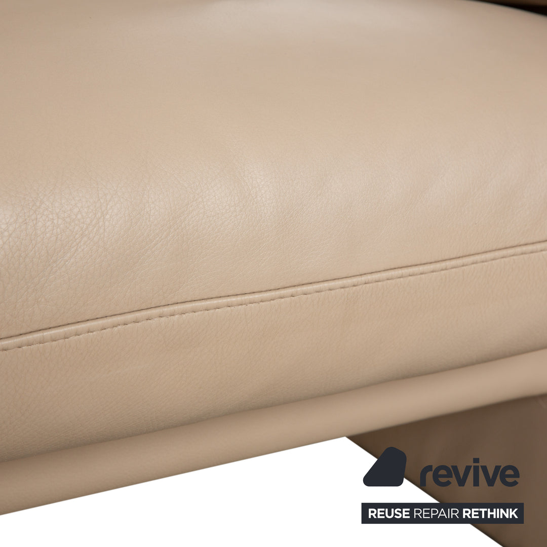 Willi Schillig Ergoline Leather Two-Seater Cream Beige Sofa Couch manual function