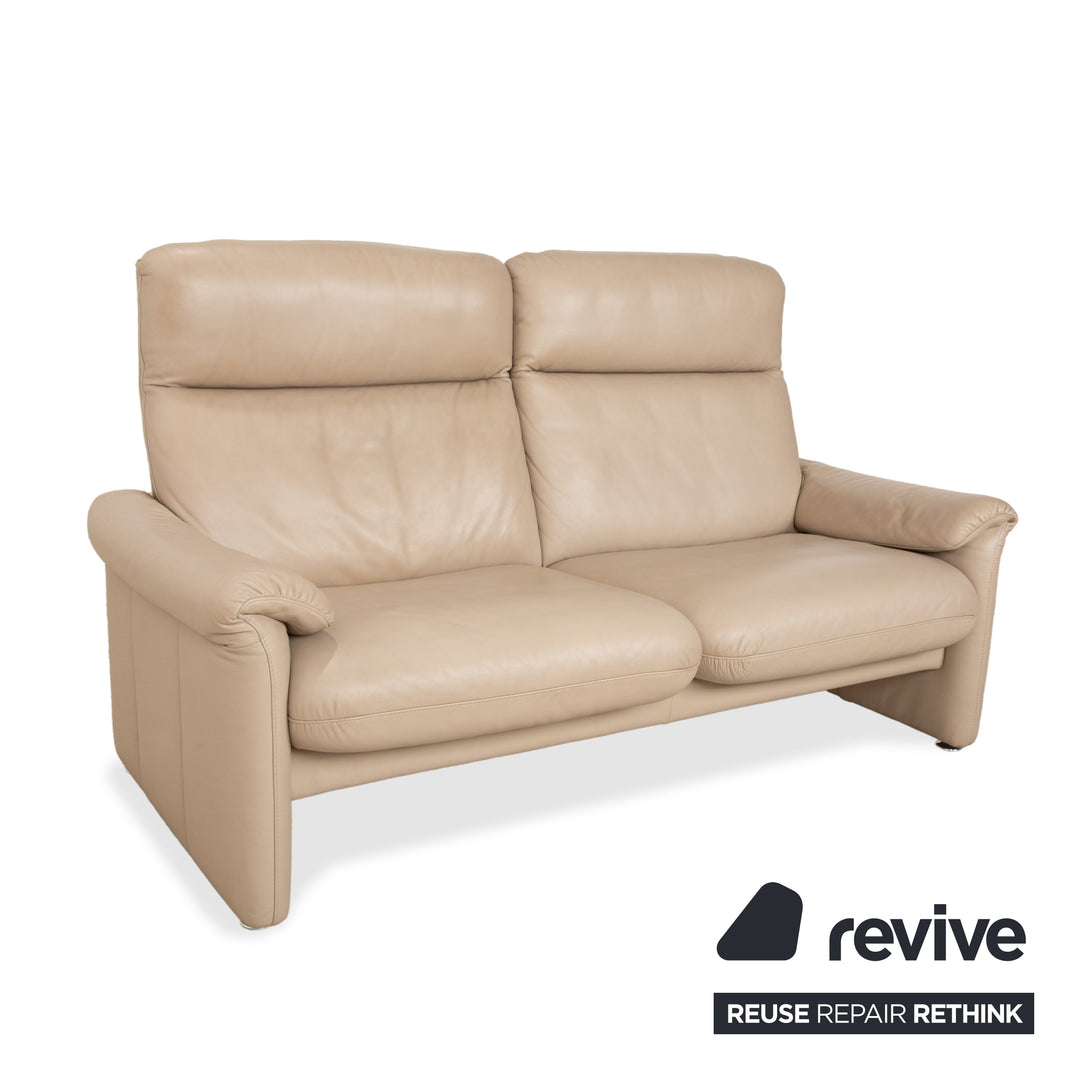 Willi Schillig Ergoline Leather Two-Seater Cream Beige Sofa Couch manual function
