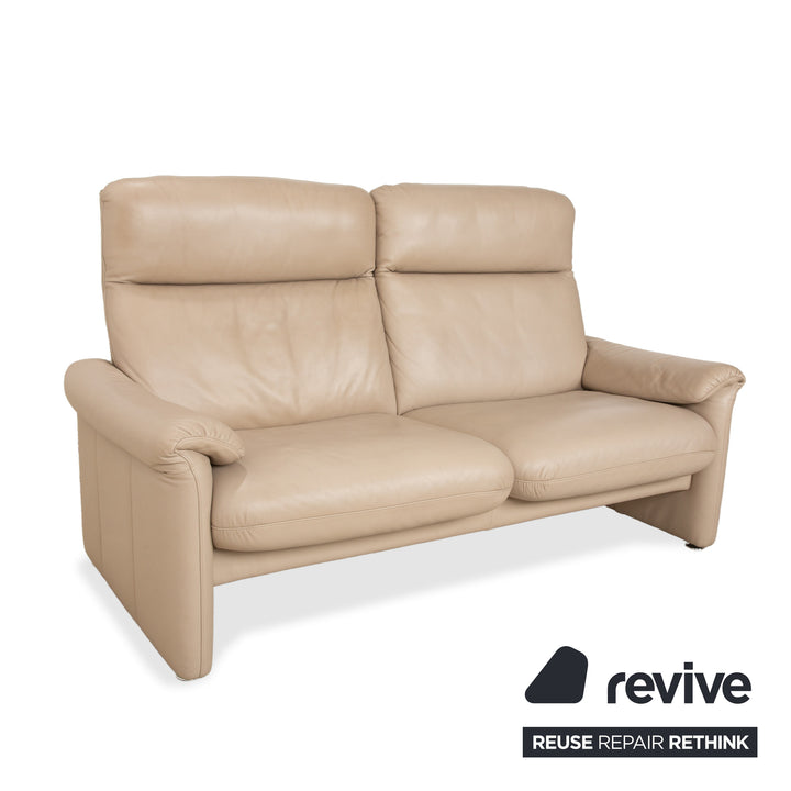 Willi Schillig Ergoline Leather Two-Seater Cream Beige Sofa Couch manual function