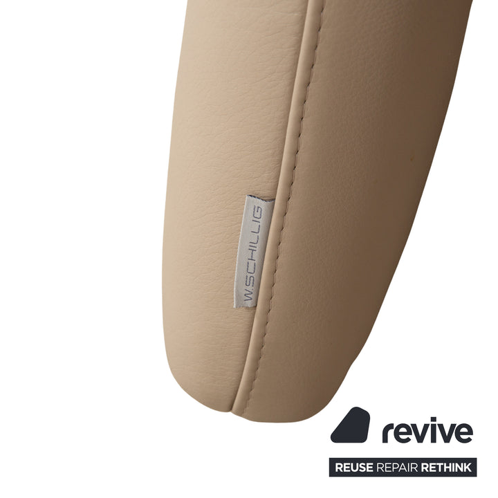 Willi Schillig Ergoline Leder Zweisitzer Creme Beige Sofa Couch manuelle Funktion