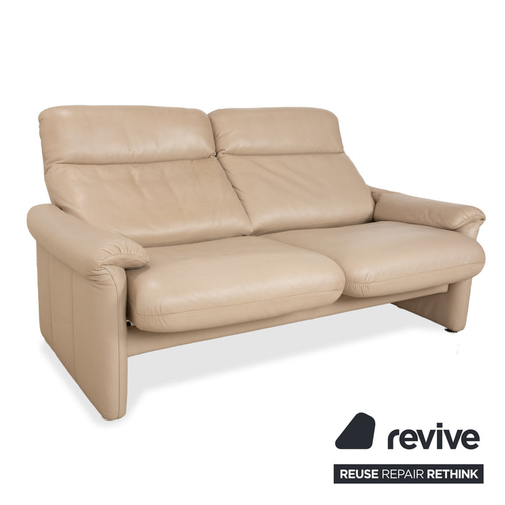 Willi Schillig Ergoline Leder Zweisitzer Creme Beige Sofa Couch manuelle Funktion