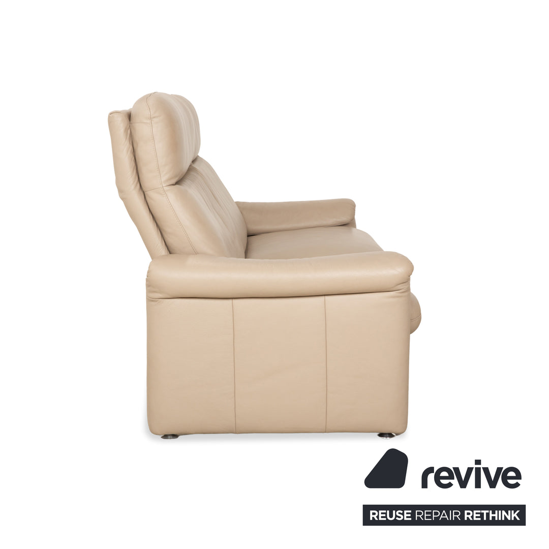Willi Schillig Ergoline Leather Two-Seater Cream Beige Sofa Couch manual function