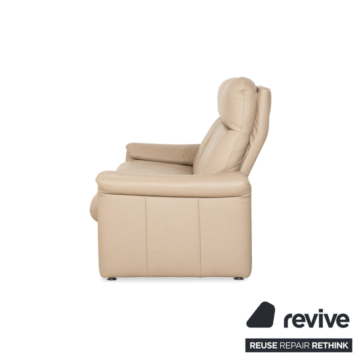 Willi Schillig Ergoline Leather Two-Seater Cream Beige Sofa Couch manual function