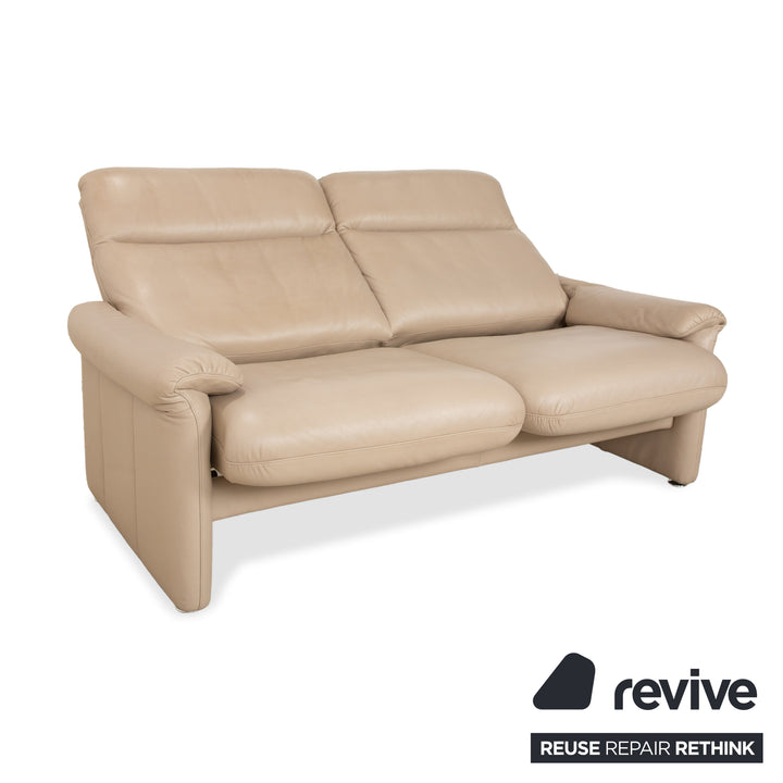 Willi Schillig Ergoline Leather Two-Seater Cream Beige Sofa Couch manual function