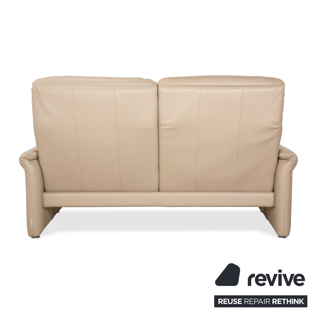 Willi Schillig Ergoline Leather Two-Seater Cream Beige Sofa Couch manual function
