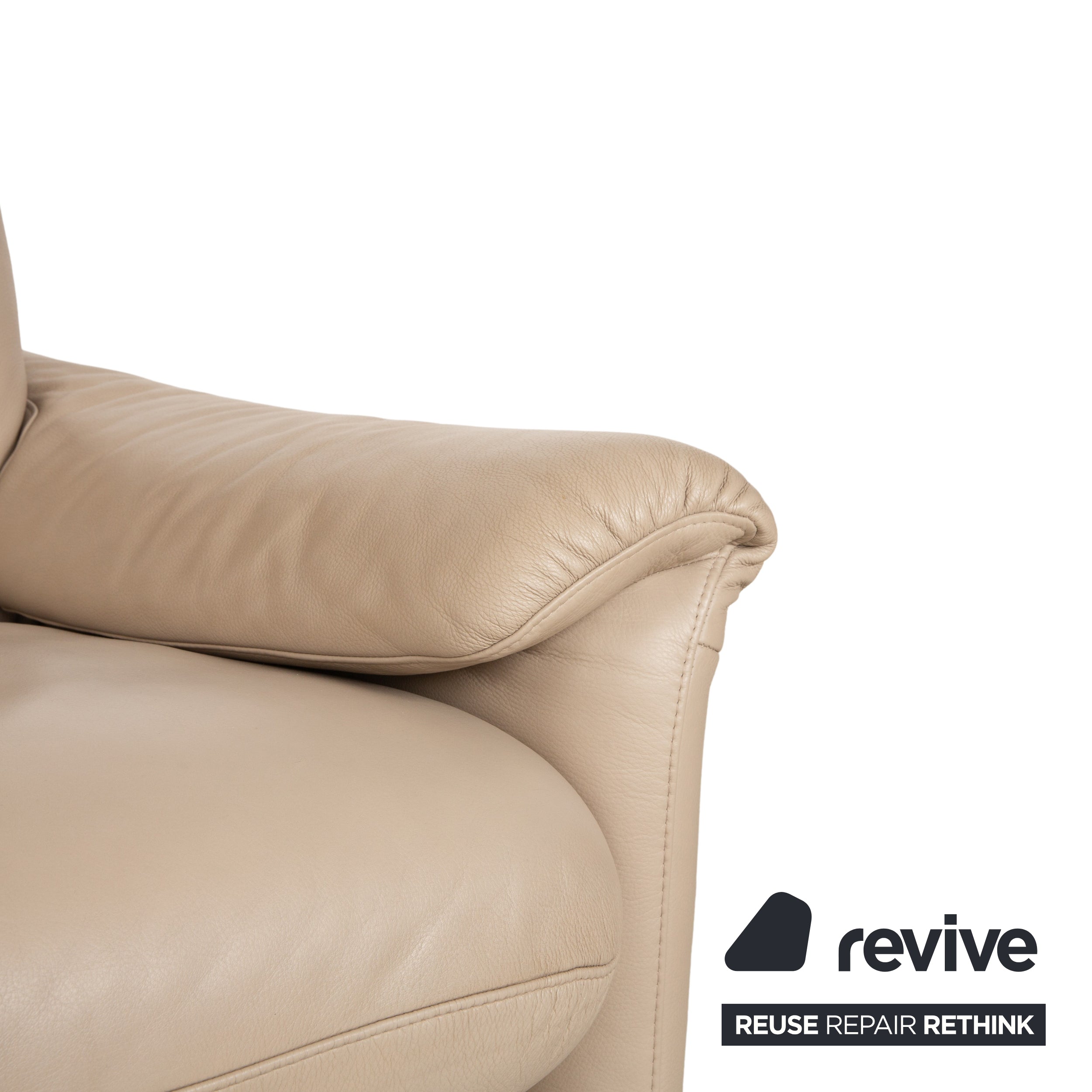 Willi Schillig Ergoline Leder Zweisitzer Creme Beige Sofa Couch manuelle Funktion