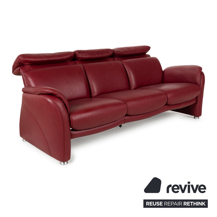 Willi Schillig Ergoline Plus Leder Dreisitzer Rot Sofa Couch manuelle Funktion