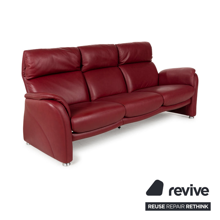 Willi Schillig Ergoline Plus Leder Dreisitzer Rot Sofa Couch manuelle Funktion