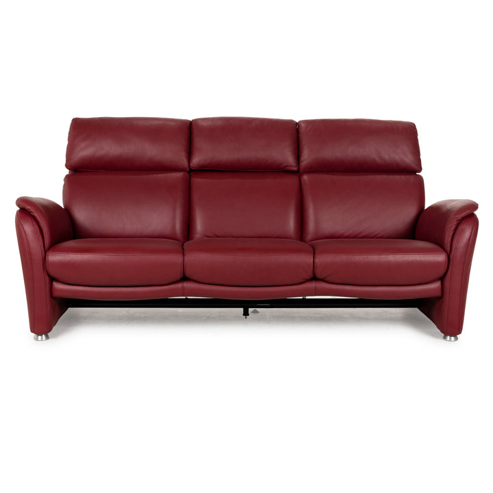 Willi Schillig Ergoline Plus Leder Dreisitzer Rot Sofa Couch manuelle Funktion