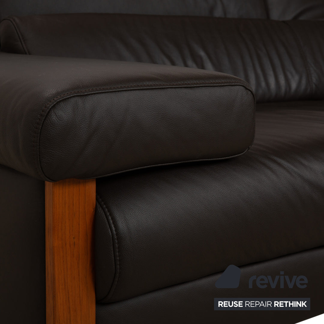Willi Schillig Finn Leder Dreisitzer elektrische u. manuelle Funktion Dunkelbraun Sofa Couch